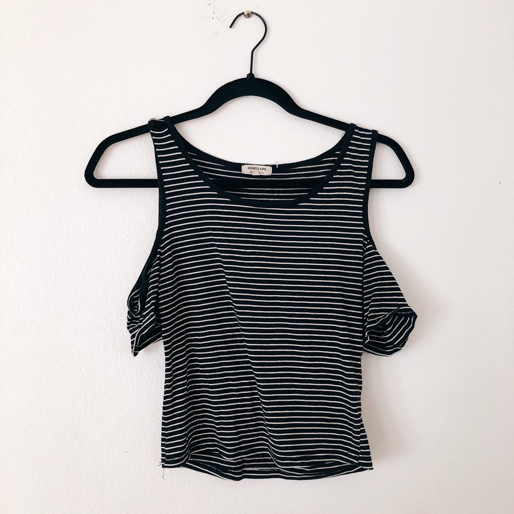 Off the shoulder striped shirt